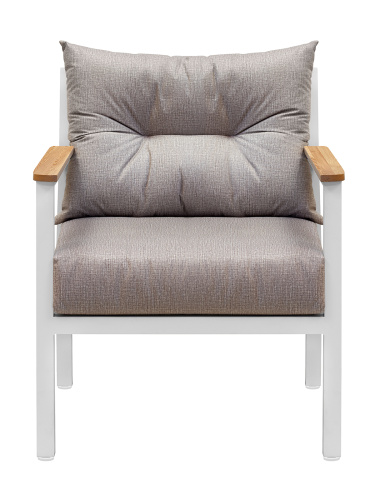 Кресло уличное SANTORINI, алюминий цвет белый, светло-серая рогожка, дерево фото 4