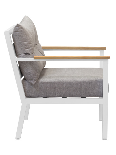 Кресло уличное SANTORINI, алюминий цвет белый, светло-серая рогожка, дерево фото 5
